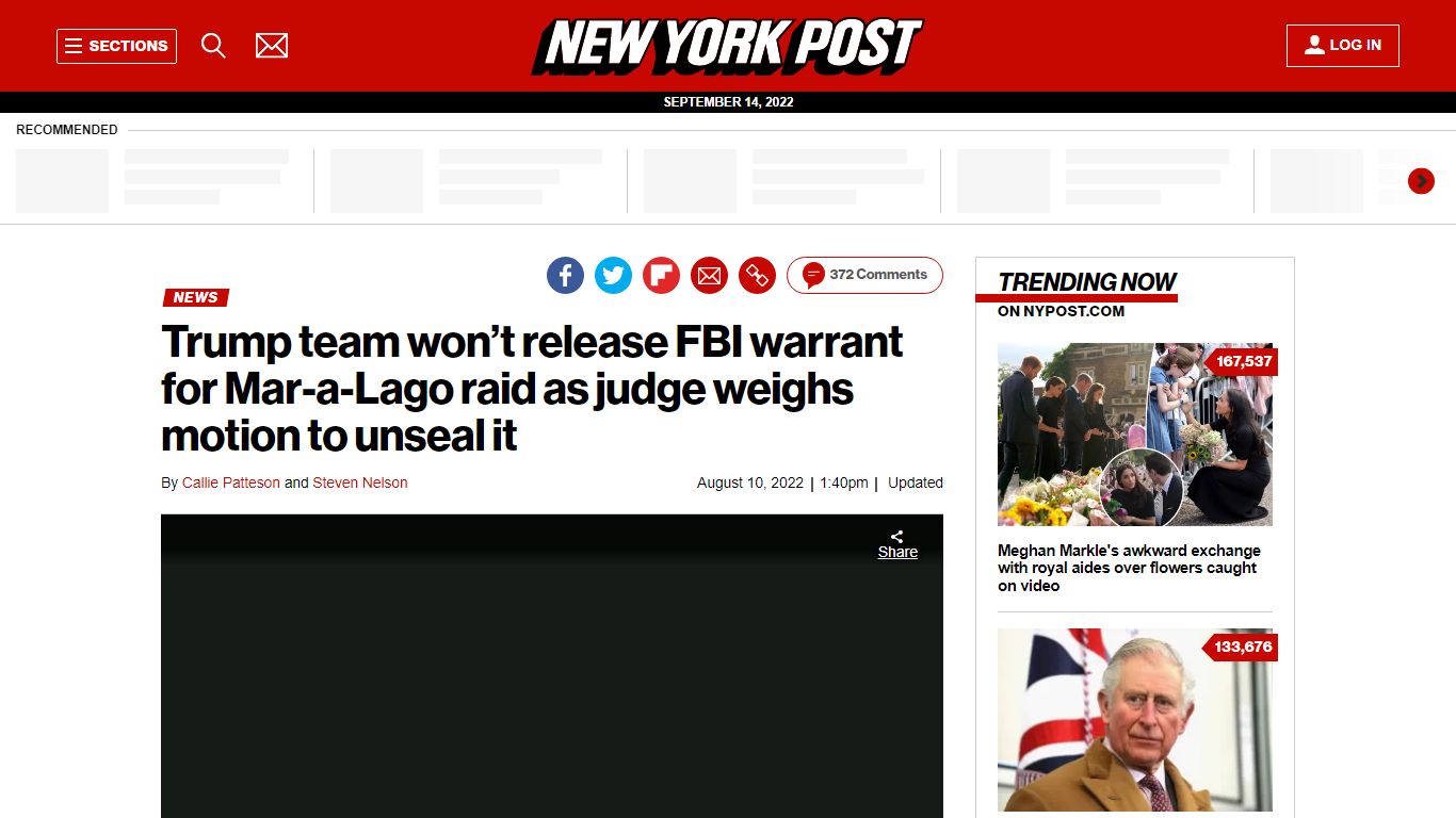 Trump team won't release copy of Mar-a-Lago FBI raid warrant